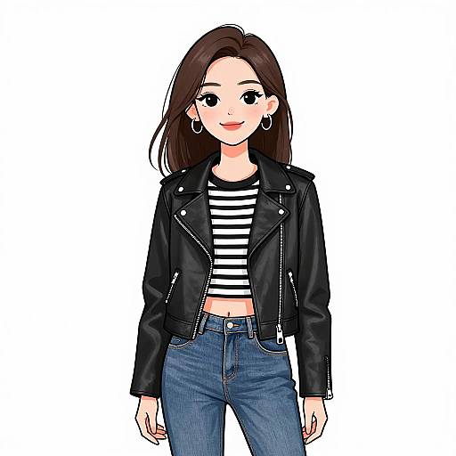 Casual Chic Woman in Leather Jacket