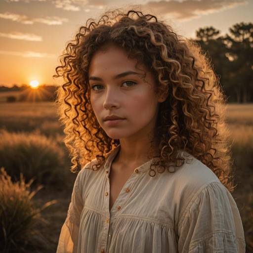 Serene Sunset Glow on Young Girl Serene Sunset Glow on Young Girl