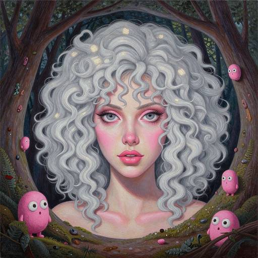 Curly-Haired Woman in Enchanted Cave