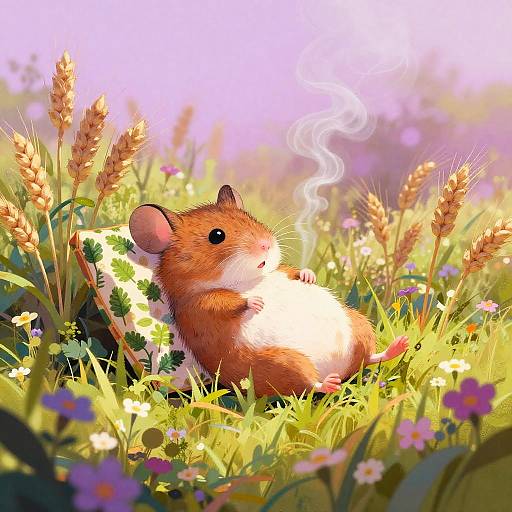 Pastoral Harvest Mouse in Sunlit Wheat