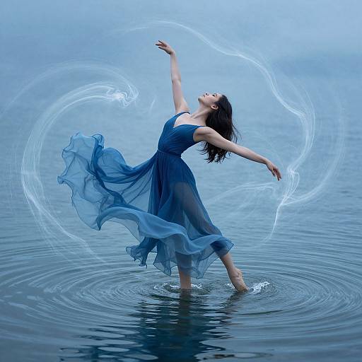 Ethereal Woman Dancing on Water
