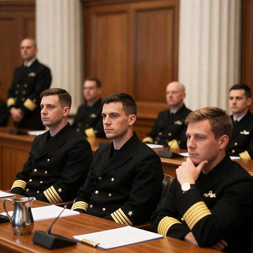 Three Naval Officers in Formal Setting