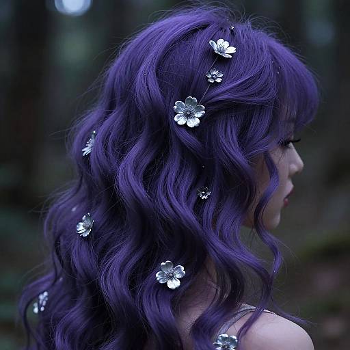 Ethereal Purple Hair in Mystical Forest