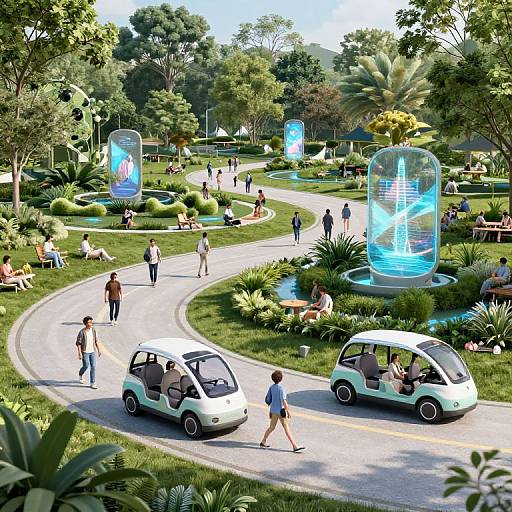 Utopian Park with Futuristic Harmony