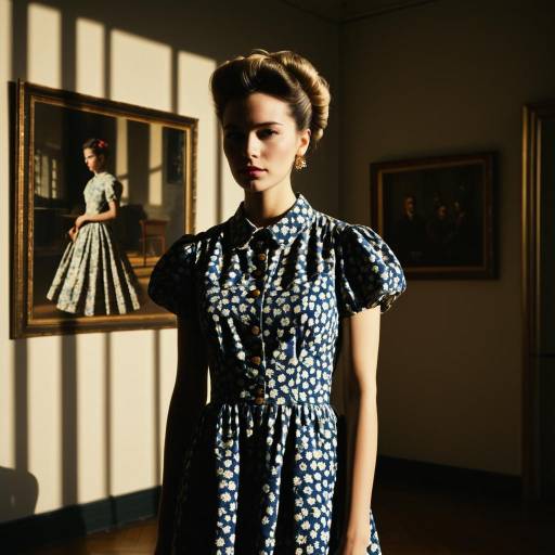 Woman with Shadow Fade Hairstyle in Vintage Dress