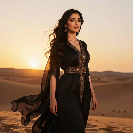 Elegant Syrian Woman at Desert Sunset