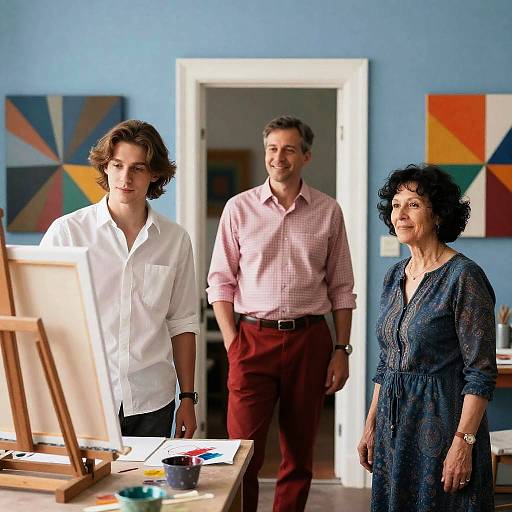 Three People in Art Studio