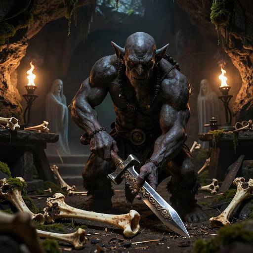 Troll Blacksmith Crafting Bone Dagger