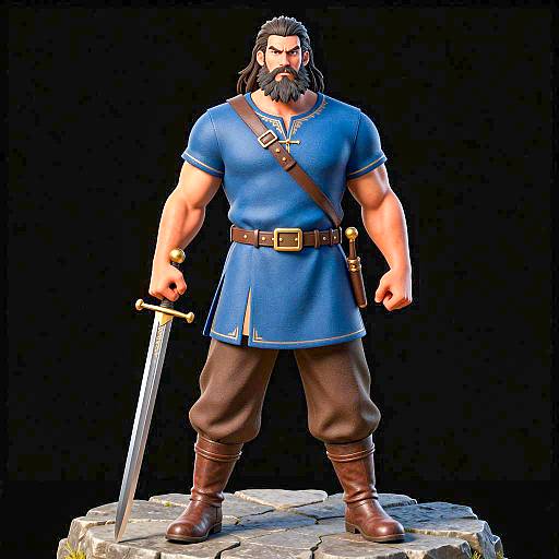 Heroic Warrior on Dark Platform