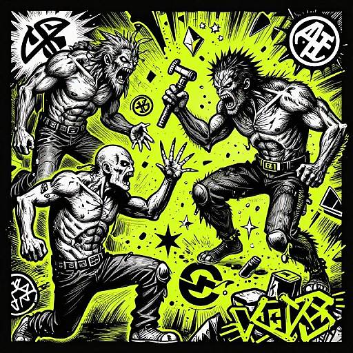 Grindcore Clash: Neon Punk Chaos
