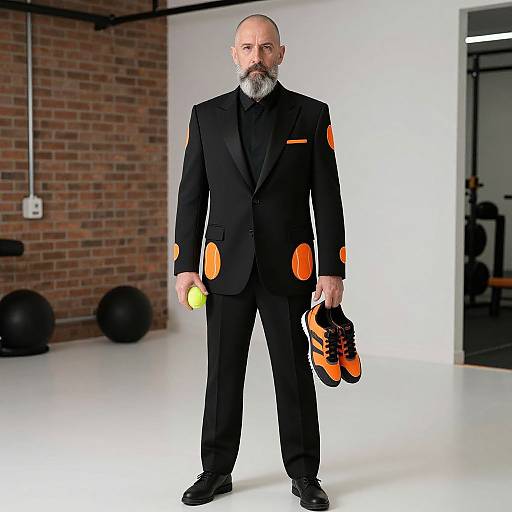 Elegant Man in Tennis Ball Suit