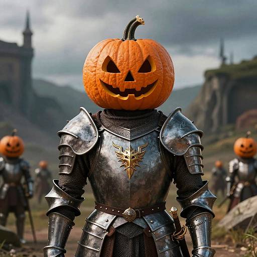 Pumpkin-Headed Knight in Enchanted Armor