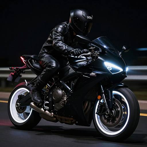 Futuristic Black Motorcycle in Motion