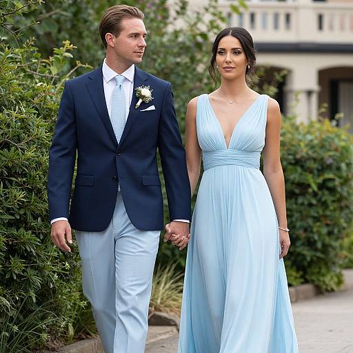 Stylish Wedding Guest Couple Outdoors