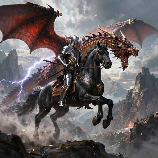 Epic Knight vs Dragon Aerial Battle