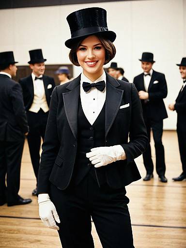 Dapper Flapper Woman in Formal Suit