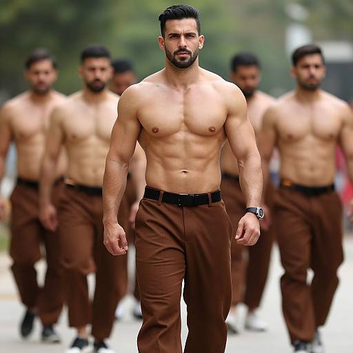 Muscular Man in Outdoor Suit Costume