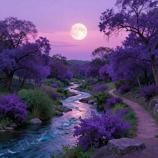 Vibrant Purple Sunset Landscape