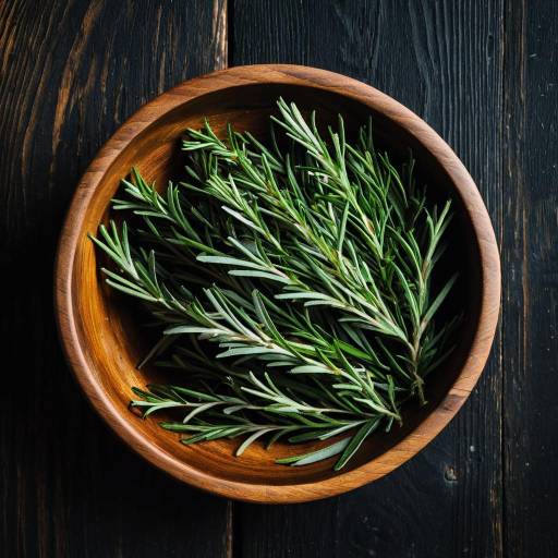 Fresh Rosemary in Wooden Bowl