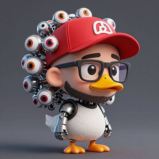 Fractal Mandelbulb Man with Multiple Eyes