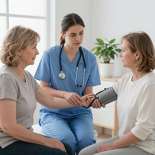 Nurse Checking Elderly Patient's Blood Pressure