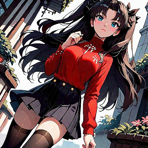 Dynamic Anime Girl Outdoor Pose