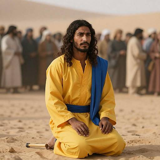 Serious Man in Yellow and Blue Robe