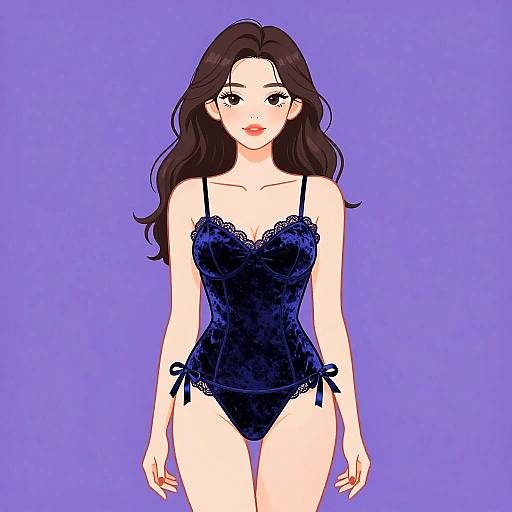 Midnight Blue Velvet Lingerie Set