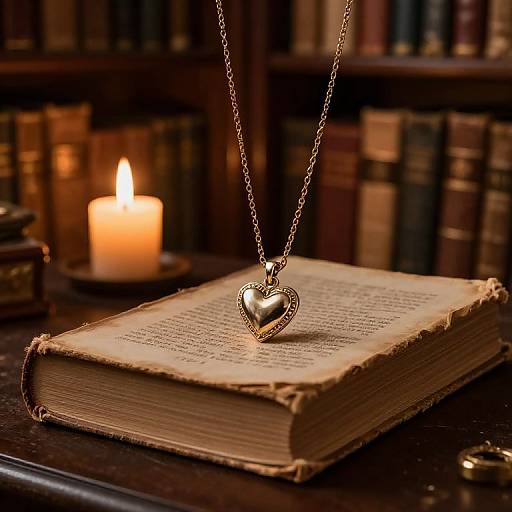 Romantic Heart Pendant on Vintage Book
