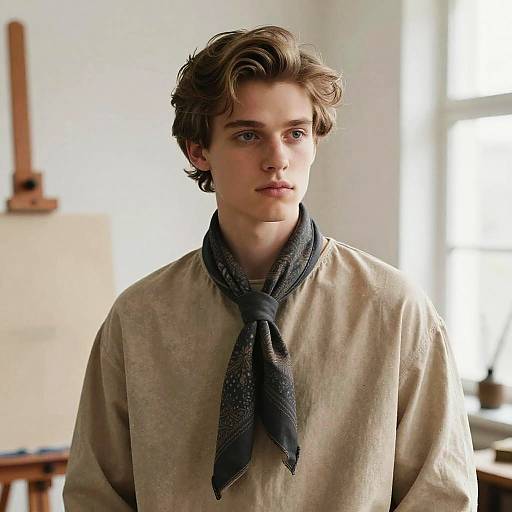 Pompadour Male Artist in Studio