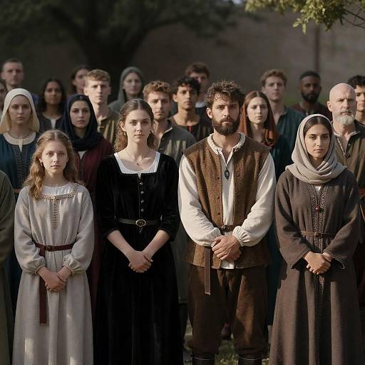 Group of People in Medieval Clothing Outdoors