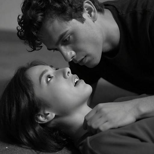 Dramatic Close-Up of Intense Embrace