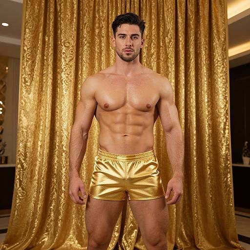 Muscular Man in Opulent Golden Setting