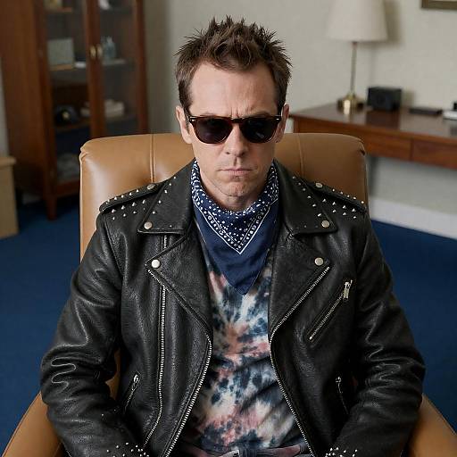 Intense Man in Stylish Living Room