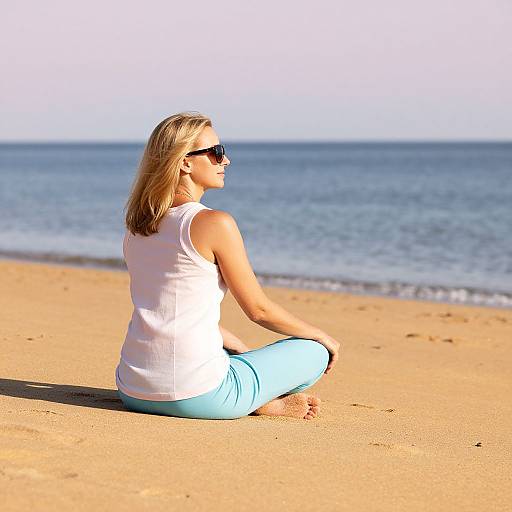 Relaxed Woman on Sunny Beach