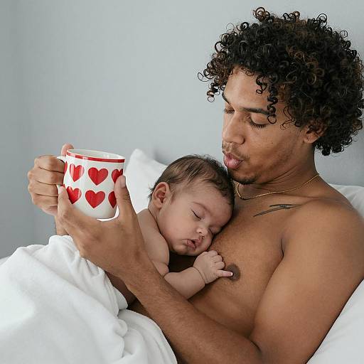 Father and Baby Bonding with Heart Mug