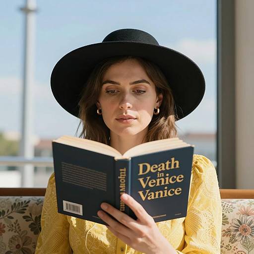 Woman Reading by Window with Book