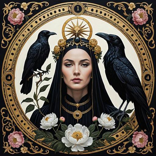 Elegant Witch with Ravens and Golden Circlet
