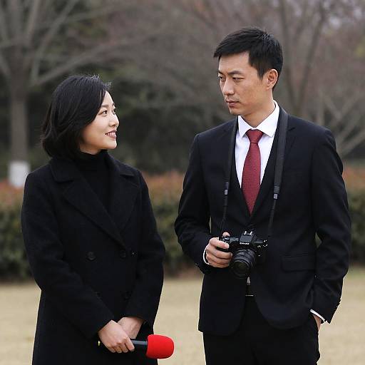 Outdoor Portrait of a Couple with Camera