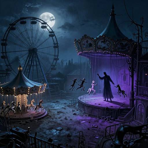 Eerie Digital Art: Haunted Amusement Park