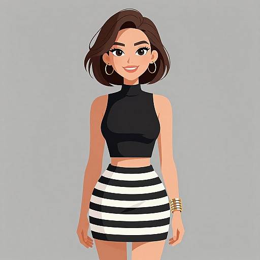 Chic Woman Smiling in Stylish Outfit