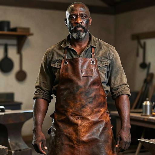 Burly Blacksmith with Soot-Streaked Face