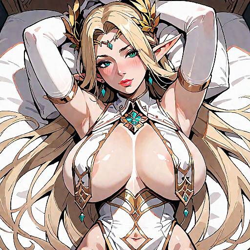 Elegant Elf in Revealing Bridal Outfit
