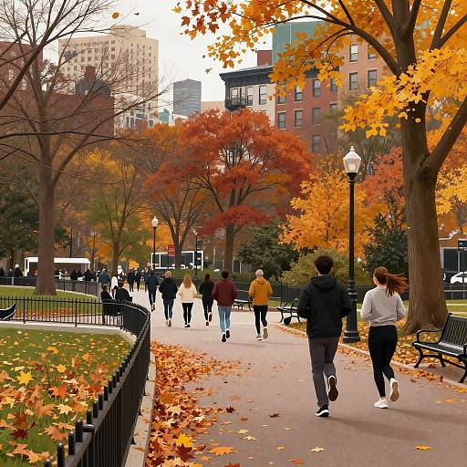 Vibrant Autumn City Park Scene