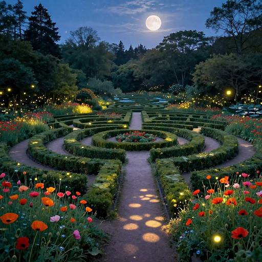 Enchanted Garden Maze at Moonlight