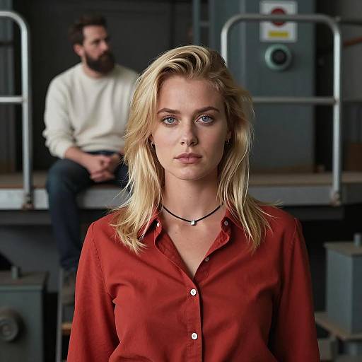 Blonde Woman in Industrial Setting
