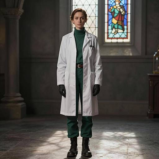 Female Doctor in Medieval-style Room