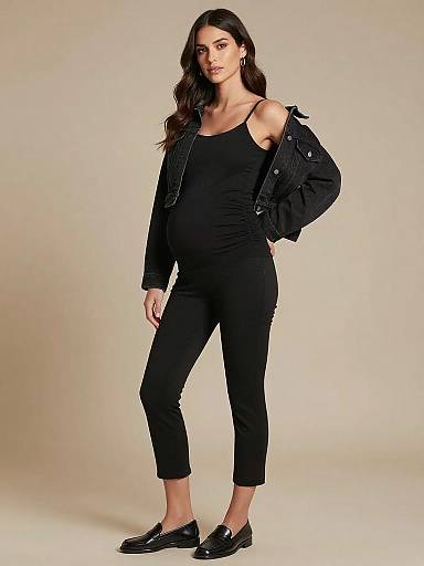 Sleek Monochrome Maternity Fashion Portrait