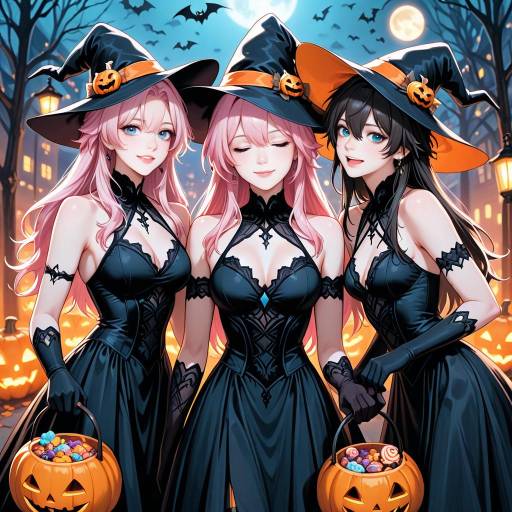 Halloween-Themed Girls in Costume
