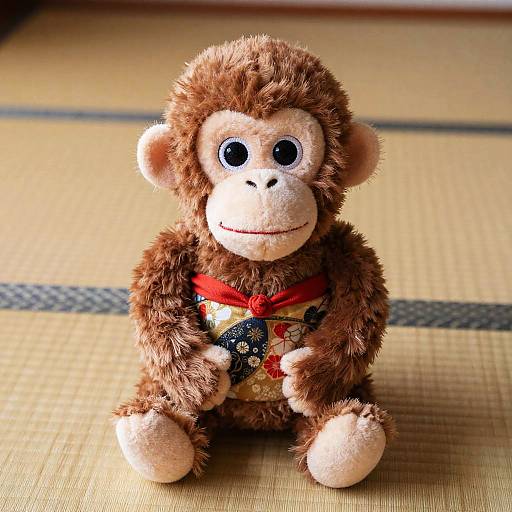 Japanese Plush Monkey on Tatami Mat